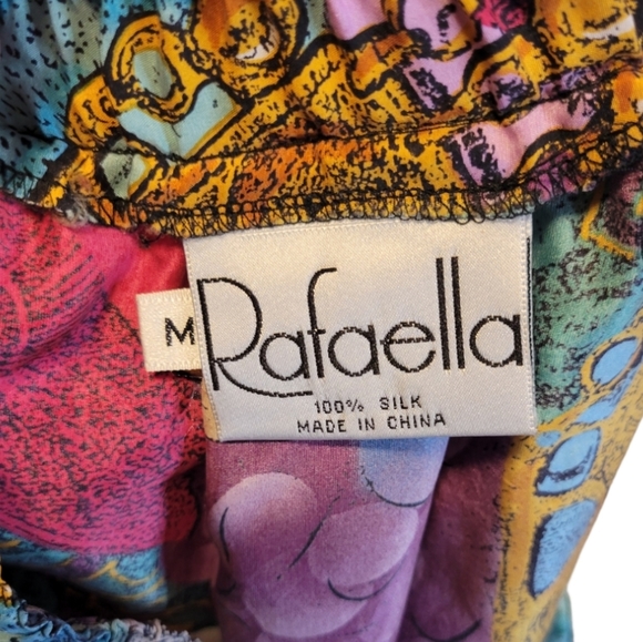 *set* Vintage Rafaella 100% silk pleated skirt with silk tie blouse Women's M/L - Picture 9 of 15